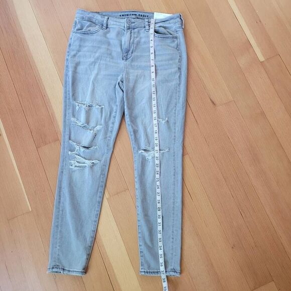 NWT American Eagle hi rise jegging grey distressed short next level stretch - Picture 10 of 14